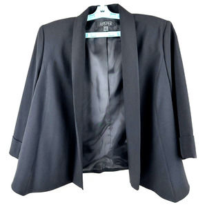 Kasper Blazer Jacket Size 14 Womens Open Front And Lined Career Black